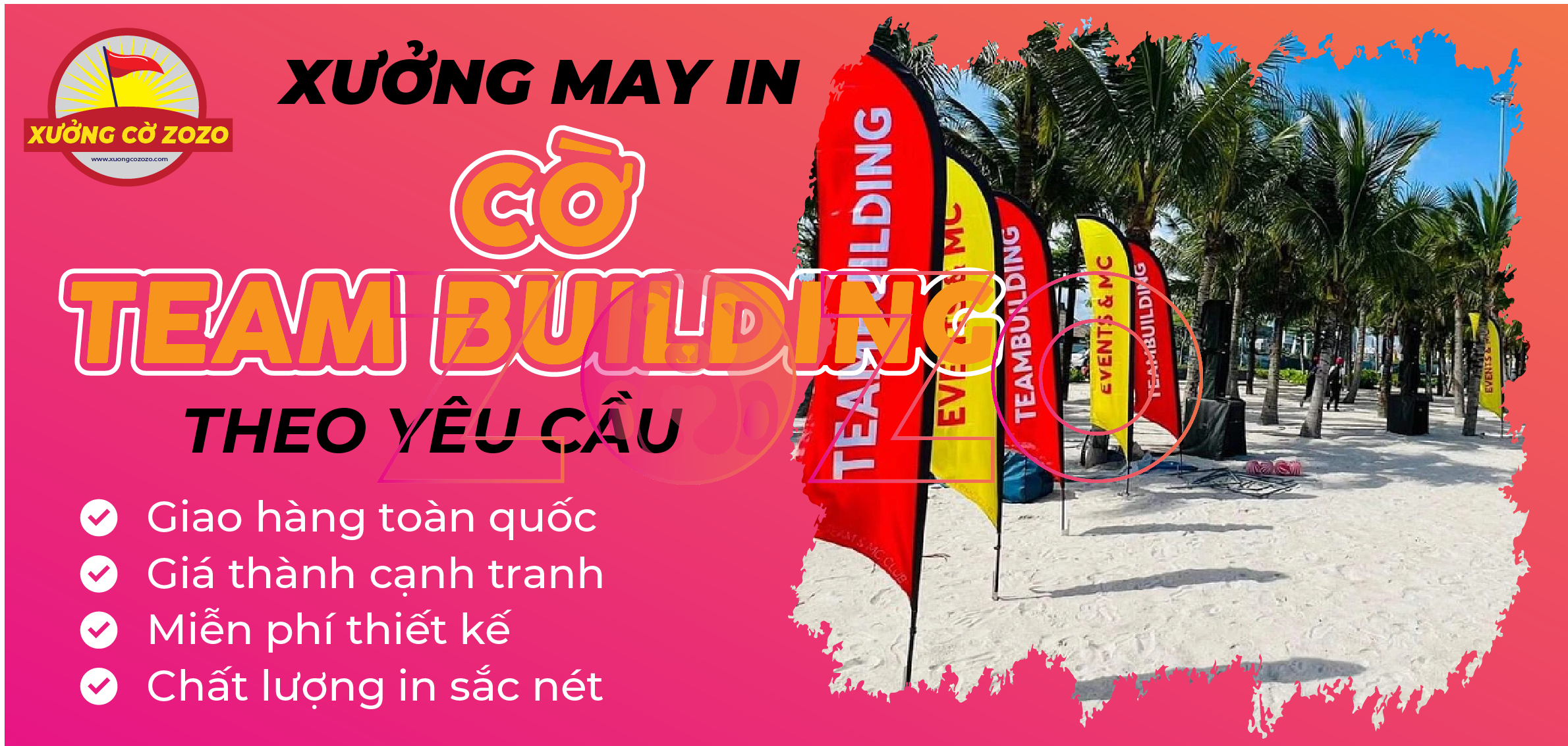 Cờ Phướn Cánh Buồm Cao Cấp 1 Xuong may co team building