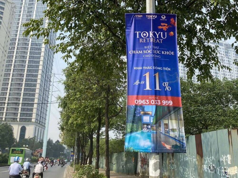 Bất động sản Tokyu Retreat (MSH Group) chiến dịch treo Phướn quảng cáo ...