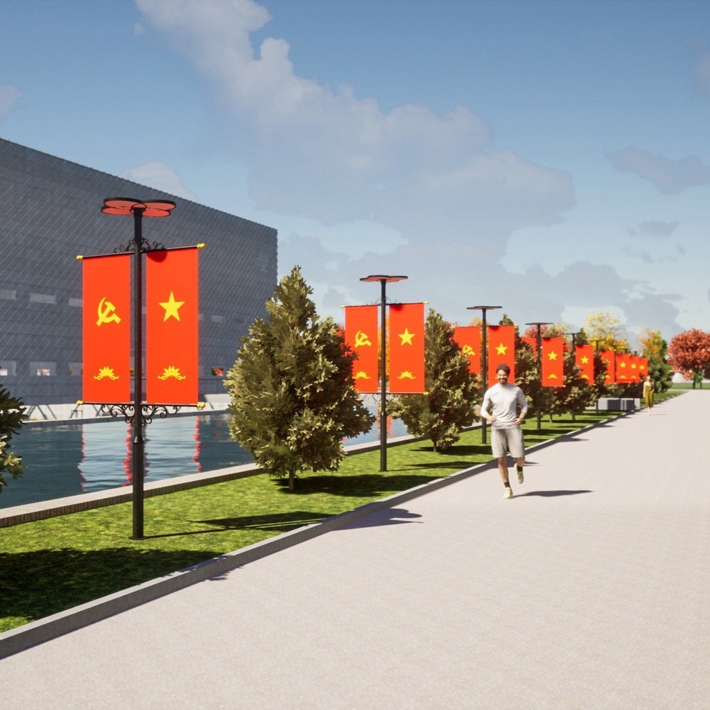 Cột Đèn LED Có Tay Treo Băng Rôn, Quảng Cáo, Cờ, Phướn - ZALAA Thiết Kế ...