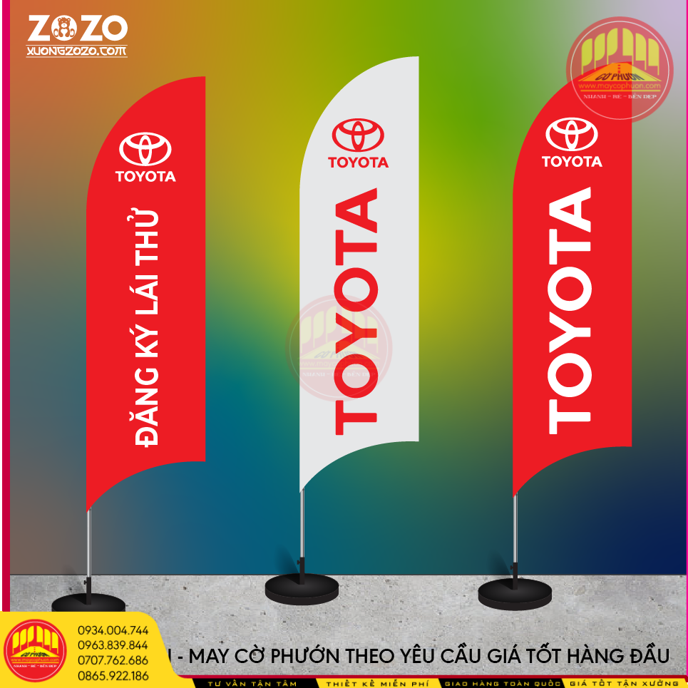 Cờ Phướn In Slogan Thương Hiệu 1 Cờ phướn quảng cáo hãng xe Toyota | May cờ phướn