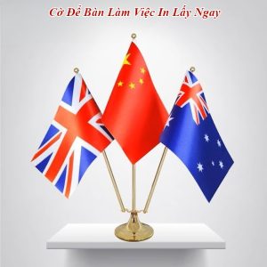 đế cờ để bàn 3 lá kim loại