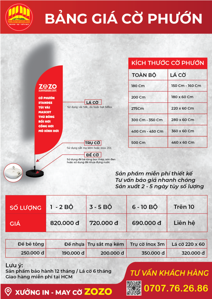 Báo Giá In Cờ Vải Theo Yêu Cầu Mới Nhất 7 BANG GIA CO PHUON