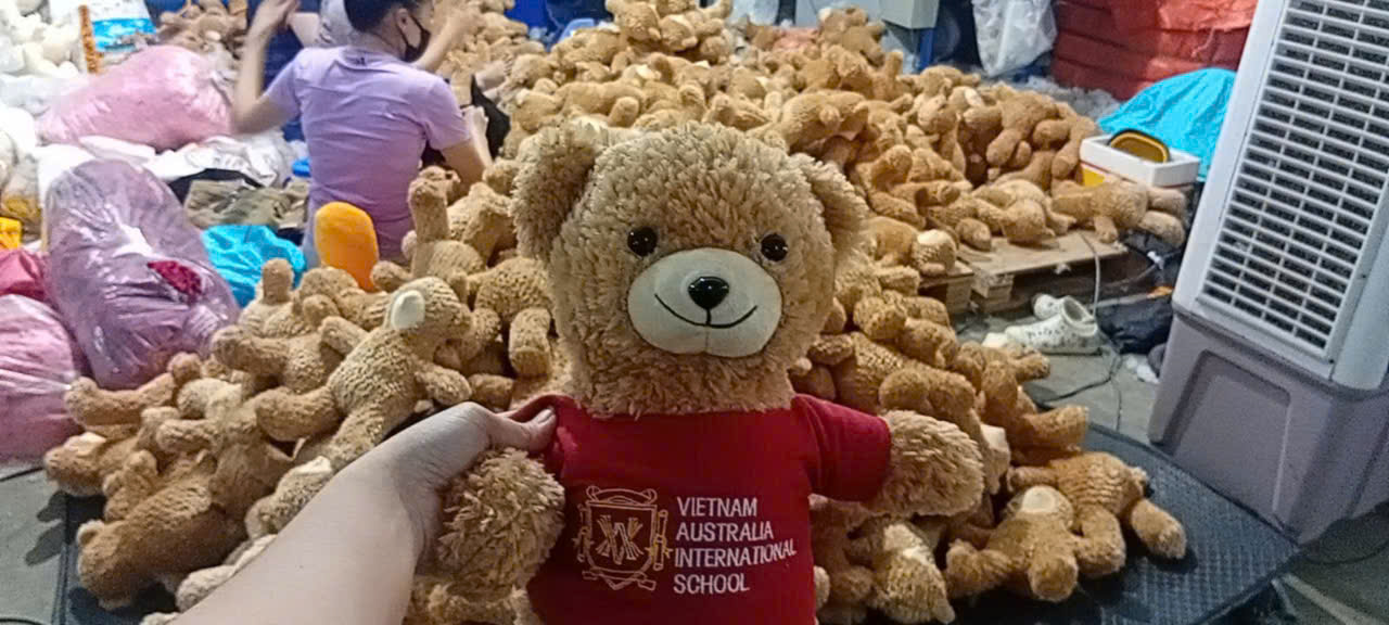 Công ty sản xuất thú nhồi bông, gấu bông quảng cáo theo yêu cầu 2 dat may gau bong theo yeu cau